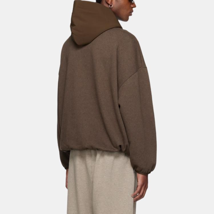 Fear of God Essentials Худи из флиса с нейлоном Хизер Вуд/Вуд Мужские Топы Серый 202SU244312F