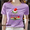 Ladies' Christmas Element Pattern Printed T-shirt - Short Sleeve Round Neck Casual Top