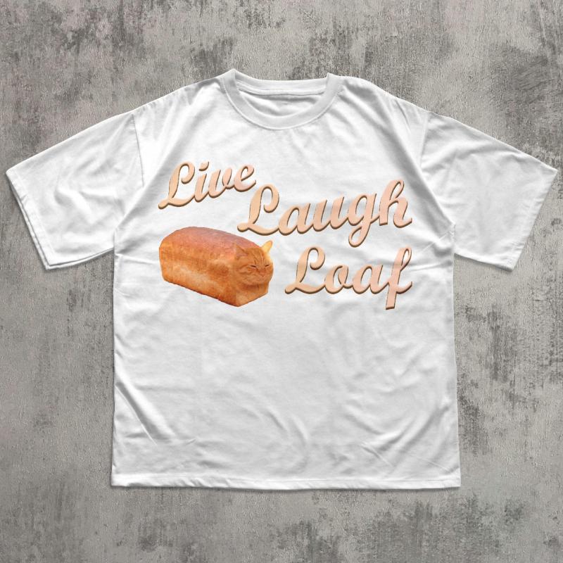 Живи, Смейся, Хлеб Забавный Любитель Кошек Футболка Странная Футболка Мужская и Женская Летняя Хлопковая Удобная Круглый Вырез Короткий Рукав