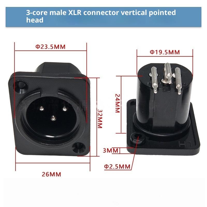 2/10Pcs Male Plug Straight Terminal Panel Mounted Connector 3 Pin Female Jack Panel Mount Black XLR Connector