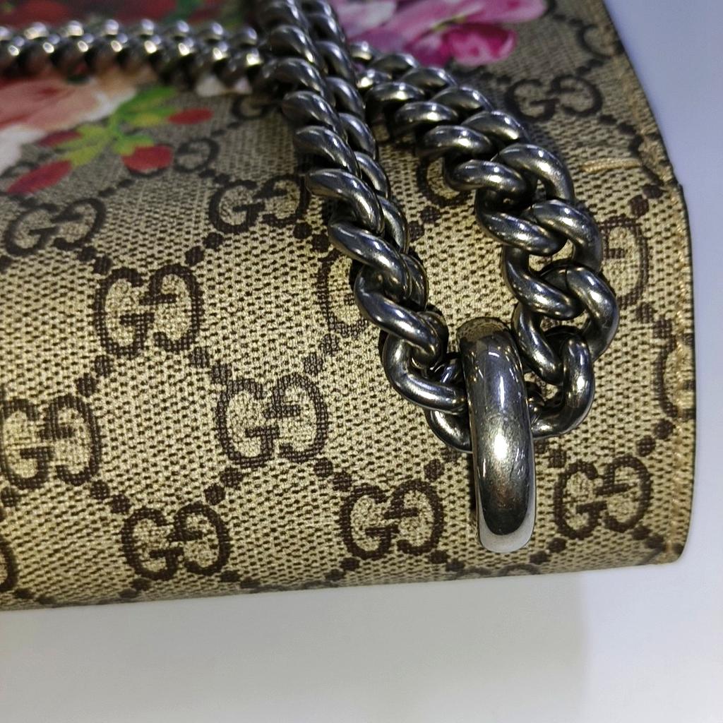 [Pre-Owned] Dionysus GG Blooms Tiger Head Buckle Logo Canvas And Leather Chain Shoulder Bag - Very Good #1IWSGY5