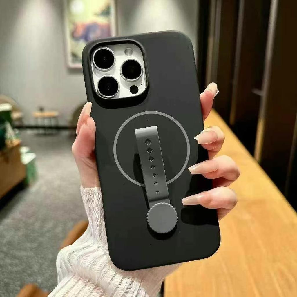 Applicable To IPhone16promax Mobile Phone Case Invisible Magnetic Suction Apple 15/14 Rotating Silicone Ring Buckle To Prevent Falling