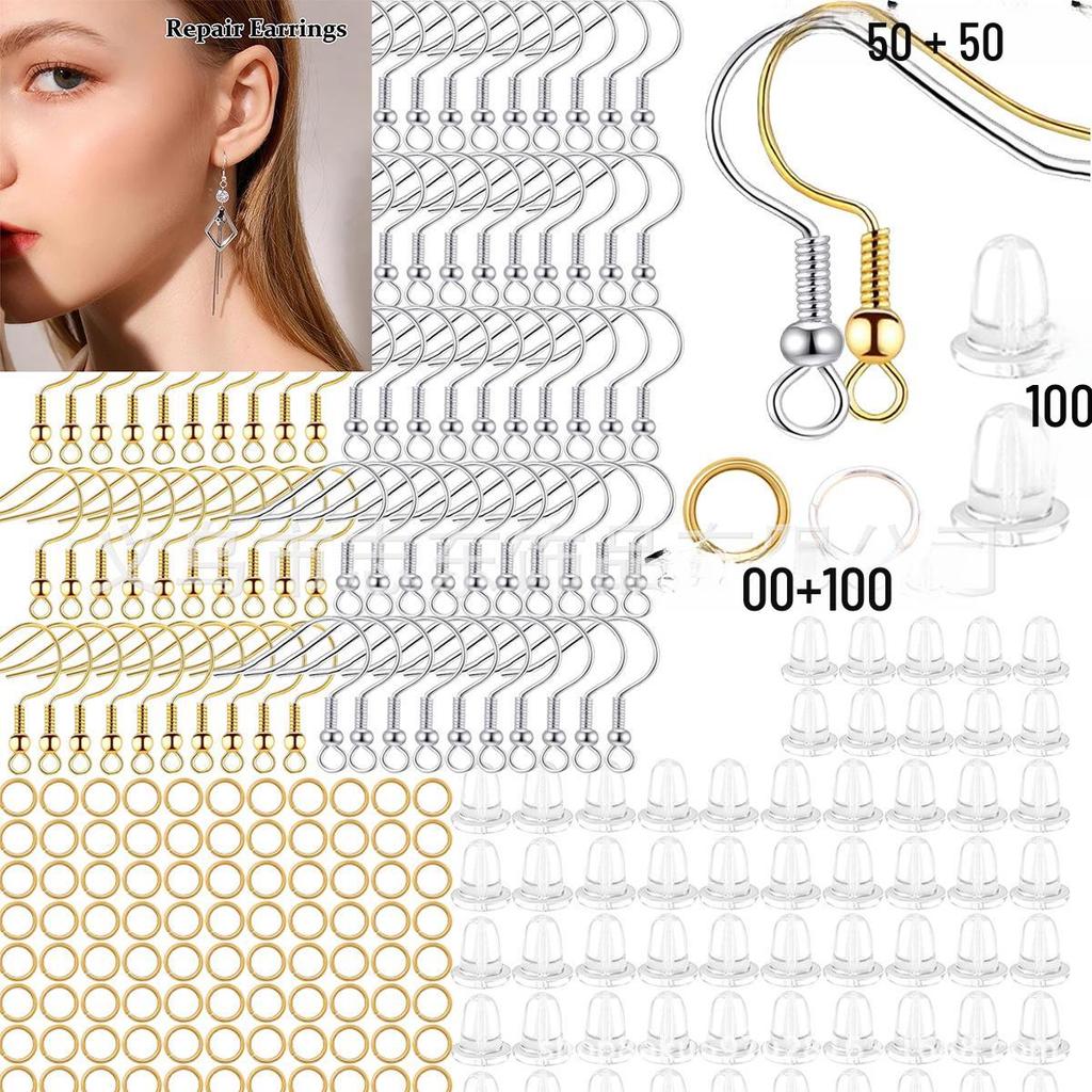 Leather Earring Ear Hook & Repair Kit with Lobster Clasps and Open Rings for DIY Jewelry