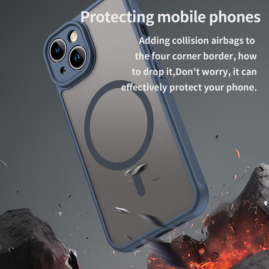 Чехол для iPhone 15 Совместимый с MagSafe Противоударный Чехол для телефона из ПК + ТПУ