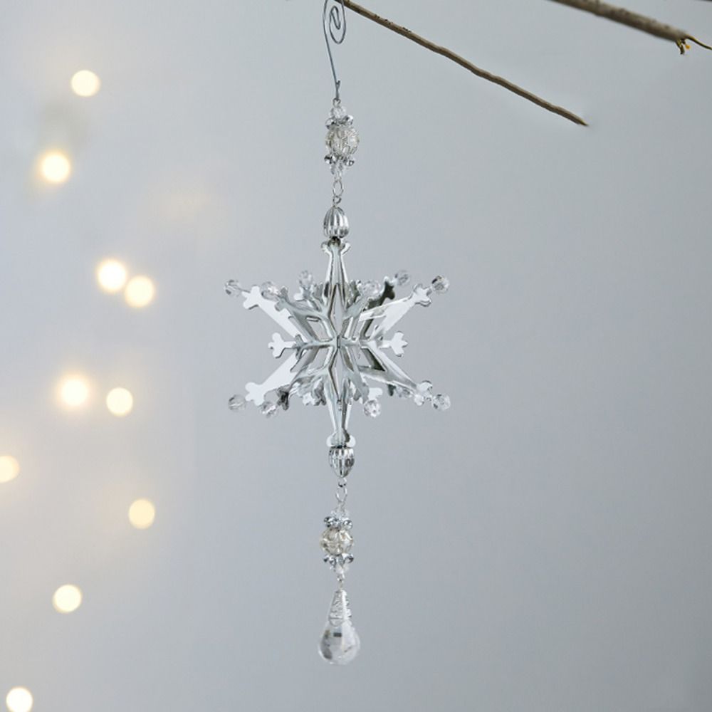 Железная 3D Рождественская Снежинка Подвеска Объемные Блестящие Рождественские Украшения для Подвешивания на Елку Многоразовые Покрытие Золото/Серебро