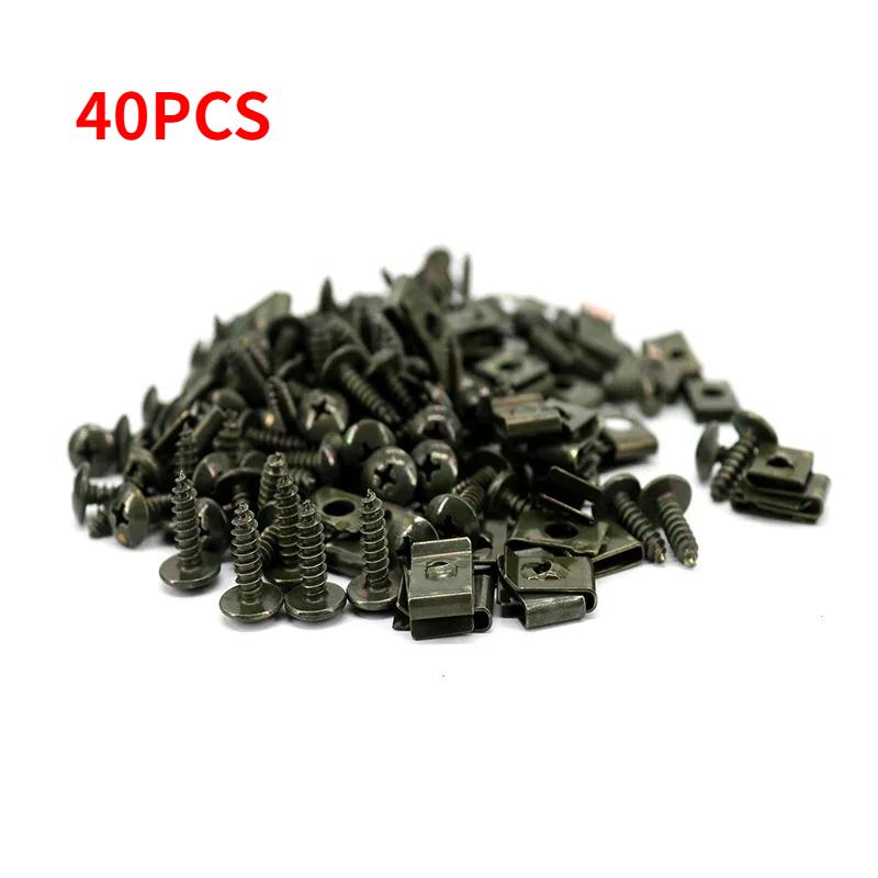 40 шт. металлические U-образные прокладки, комплект саморезов, автомобильные саморезы, крепежные детали, универсальные аксессуары для модификации авто, мотоцикла