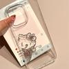 Милый Китти Кот Трехмерный Стразы Чехол Для Мобильного Телефона Для Iphone16Promax Прозрачный Apple 15 Сладкий И Легкая Роскошь 17