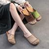 Genuine Leather Casual Comfortable Mixed Colors Round Toe Flat Slippers Versatile Women's Shoes