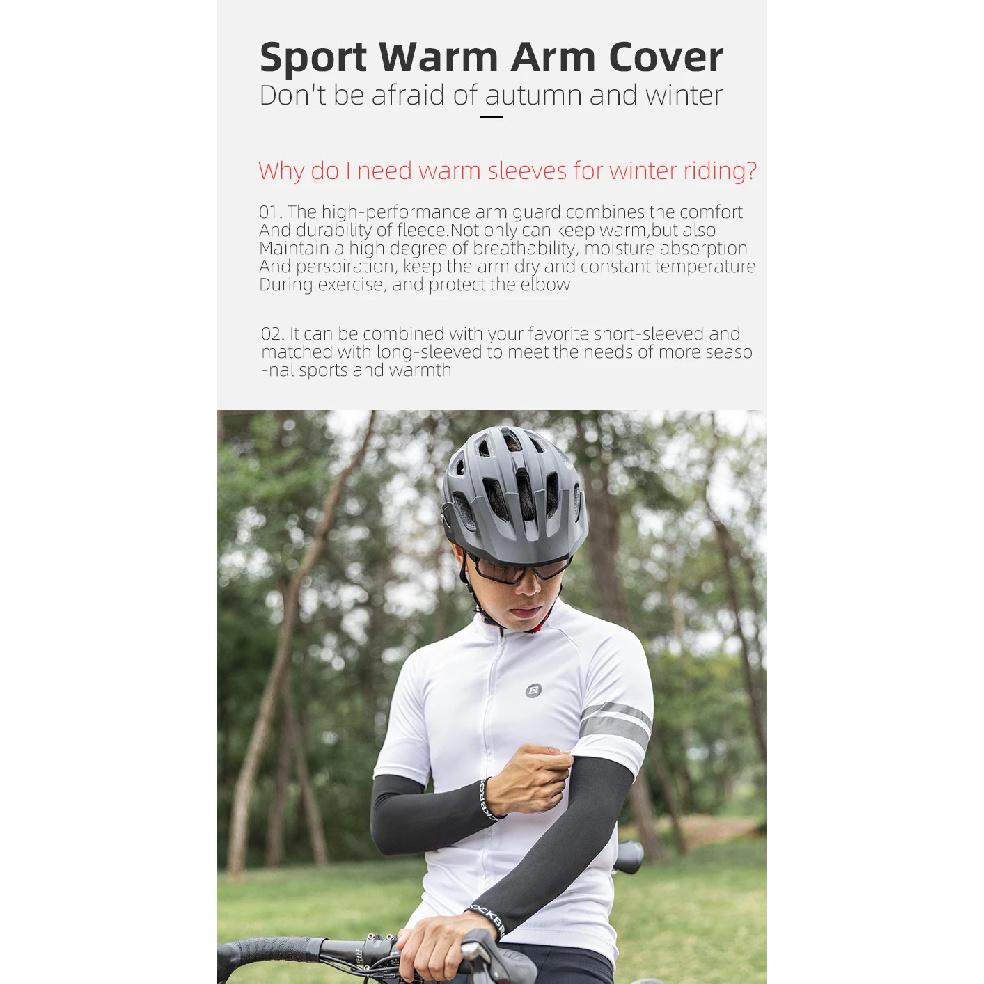 ROCKBROS Cycling Arm Sleeves Men Women Breathable Keep Warm Elasticity Windproof Cycling Fleece Arm Warmer For Winter Sports