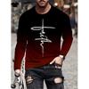Alphabet Print Men's Clothing Round Neck Men's Long Sleeve T-shirts for Men Harajuku T Shirt Men Gradient Men's Clothing