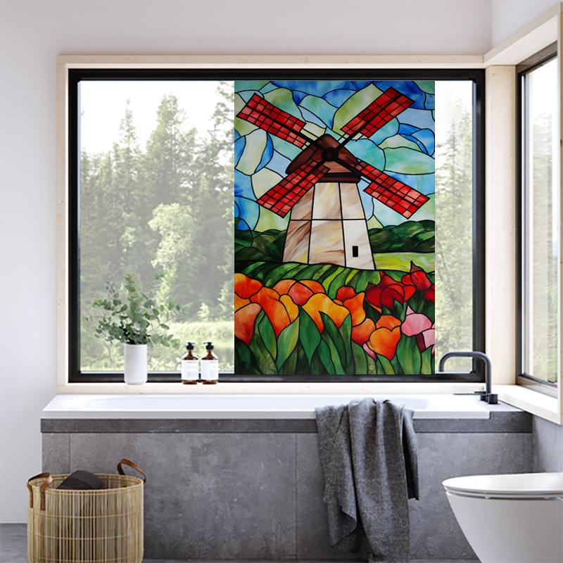 Винтажная художественная пленка для стекла Rose Lotus, пленка для церковных витражей, статическая липкая водонепроницаемая, непроницаемая для солнца, матовая защитная пленка для стекла