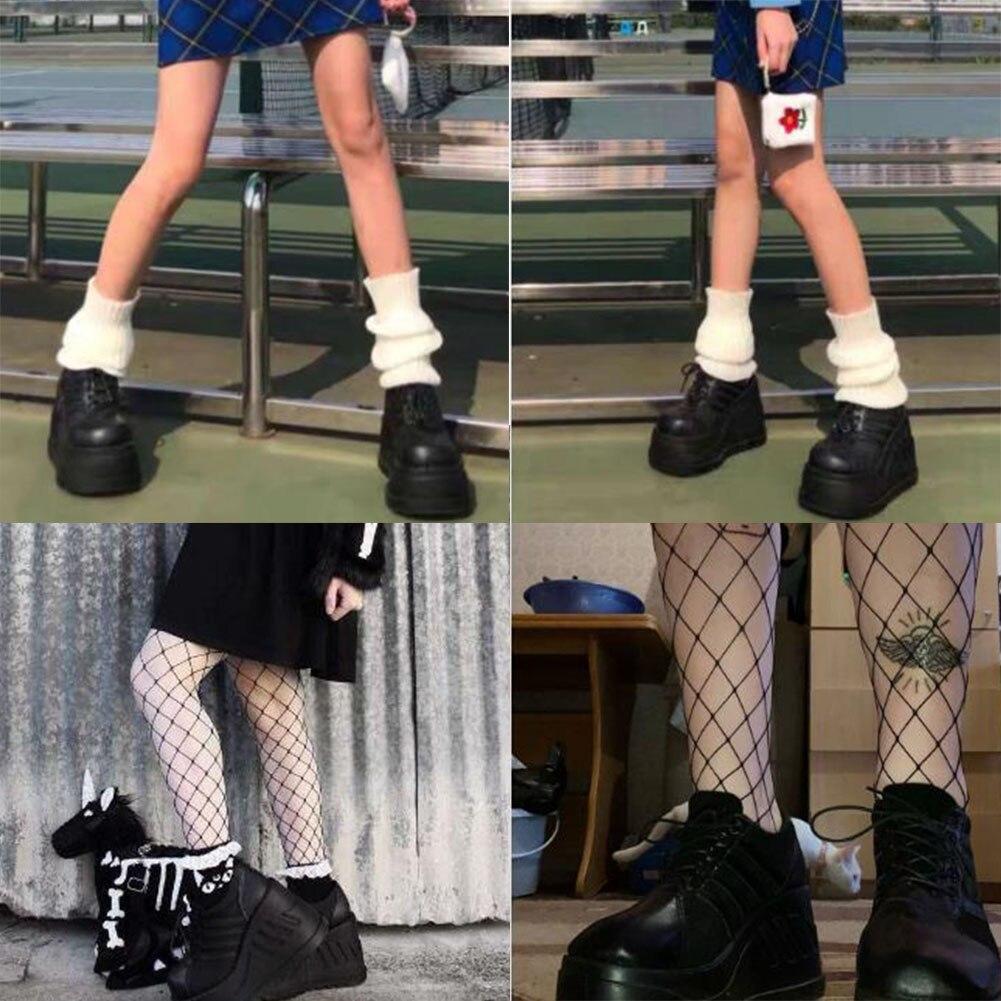 INS Brand Punk Goth Round Toe Platform Wedges Women's Sneakers Lace Up Design 2021 Casual Cute Women's Shoes