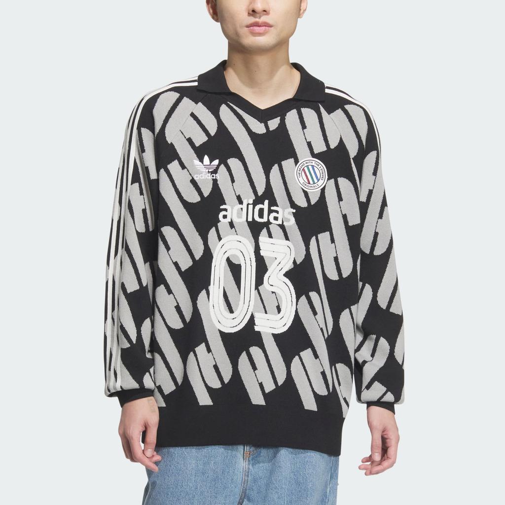 Adidas Originals Adicolor 24 Fall Winter Collection Color Block Knitted Sports Hoodie American Stripes Unisex Hoodies Black Medium-Heather-Gray JL8369