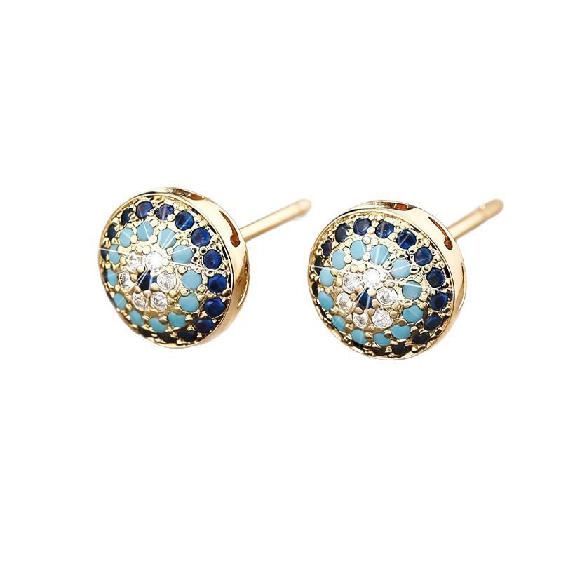 Evil Eye Micro Paved Zirconia Hoop Earrings For Women Minimalist Cool Niche Personality Temperament Jewelry