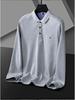Men's Fleece-Lined Turn-Down Collar Long-Sleeve Polo Shirt - Autumn/Winter Casual Embroidered Warm Top