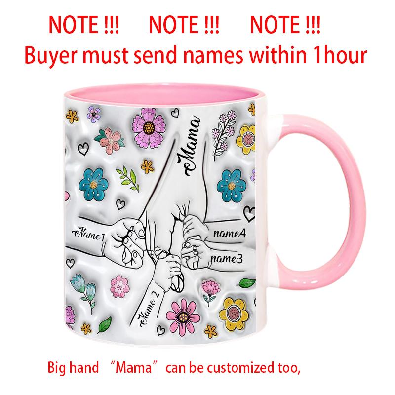 Кружка с именем на заказ Персонализированная 3D-печать Эффект цветов Чашка с держателем рук Кофейные кружки чашки С ручкой Подарки на День матери
