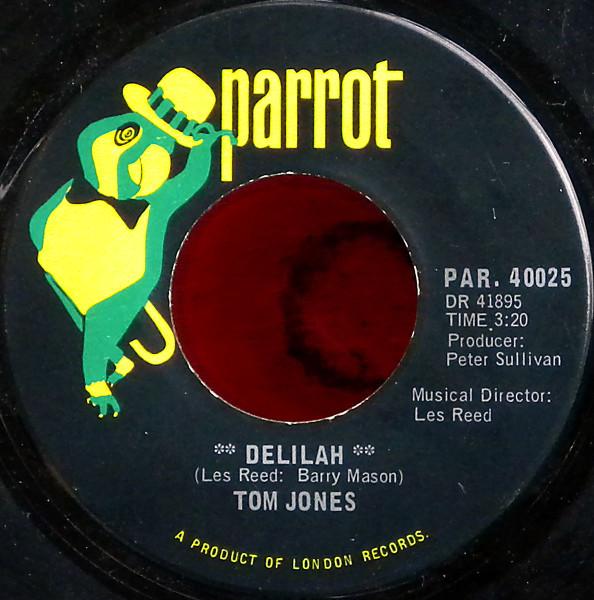 7-дюймовая пластинка TOM JONES Delilah PAR40025 Parrot 1968 Канада Рок Б/у