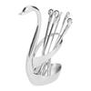 Tableware Mini Zinc Alloy Fruit Dessert Tasting Forks Spoon with Swan Base for Home KitchenSilver