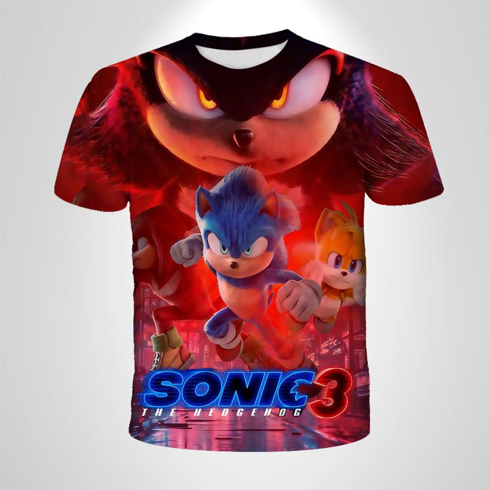 Детская футболка Детская одежда Аниме Соник Ёж Мальчики Футболка Девочки Мультяшная Игра Соник Мужская одежда Летние топы