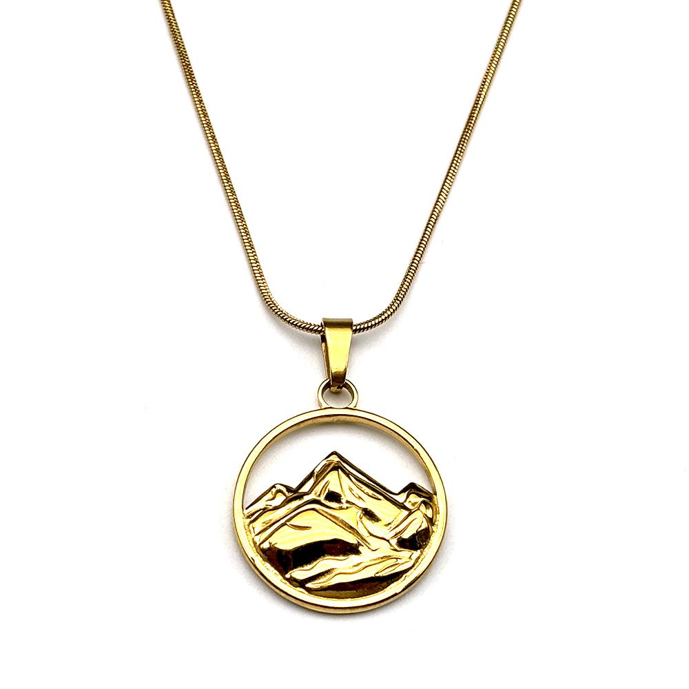 Snowy Mountain Peak Necklace For Women Men Top Hill Gold Color Chokers Hiking Outdoor Travel Stainless Steel Jewelry Gifts
