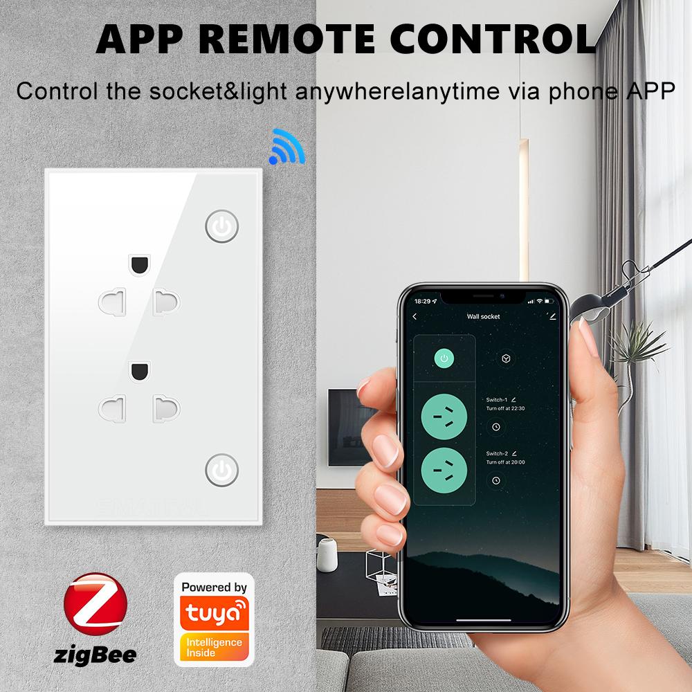 16a Tuya Zigbee Us EU умная розетка, адаптер в настенной электрической розетке, голосовой таймер 110 В 240 В для Google Home Alexa