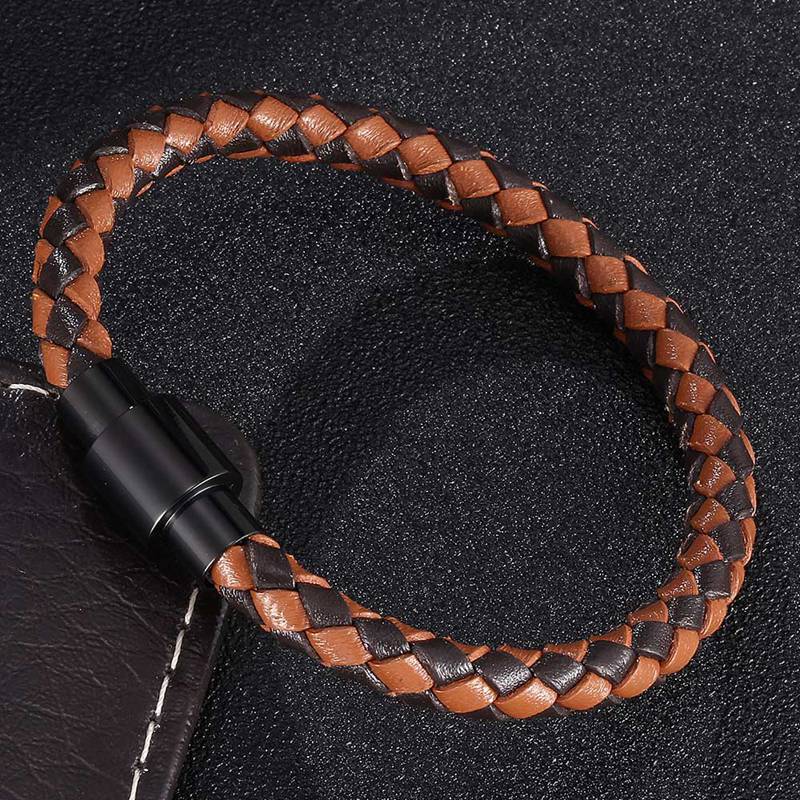 New Men Jewelry Genuine Leather Round Mix Braided Bracelets Fashion Making Couple Friendship Bangles WristBand Gift