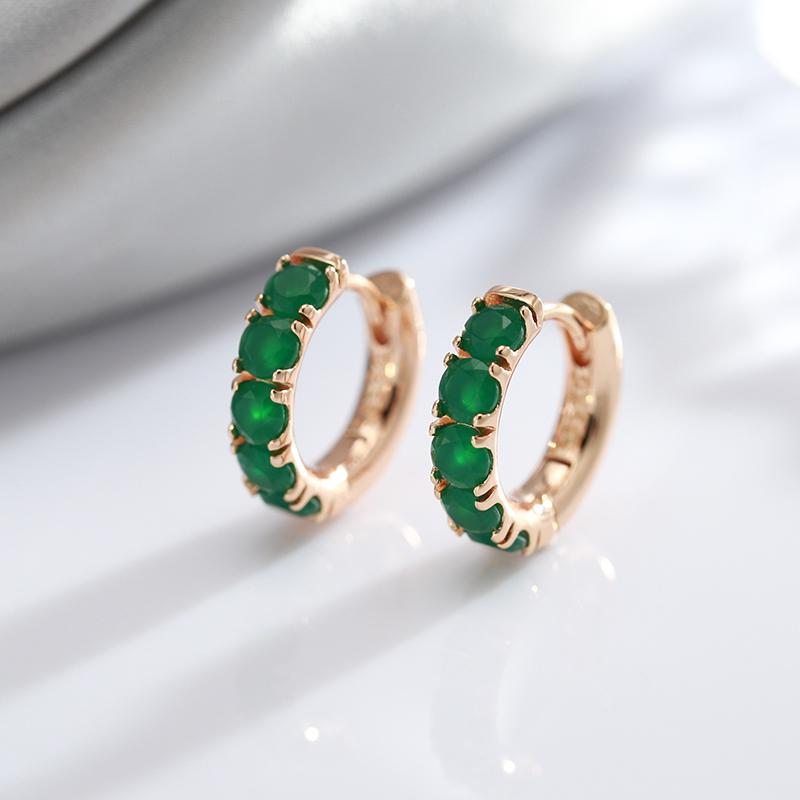 Женские серьги-кольца Kinel с опалом и зеленым цирконом, роскошные повседневные украшения цвета розового золота