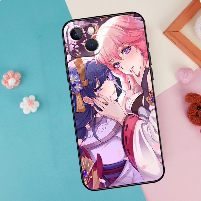 Yae Miko Genshin Impact Phone Case For iPhone 16 15 14 12 11 13 Pro Max Plus Mini XR 16e Funda Silicone Back Cover