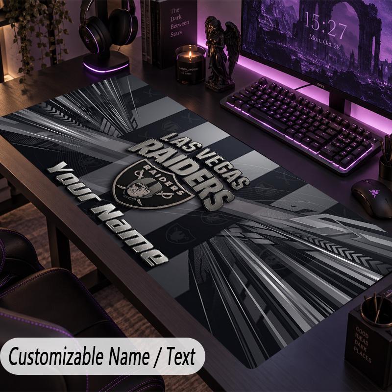 Large Mouse PadLas Vegas Raiders Custom Name Text Personalized Desk Mat Non Slip Gaming Pad