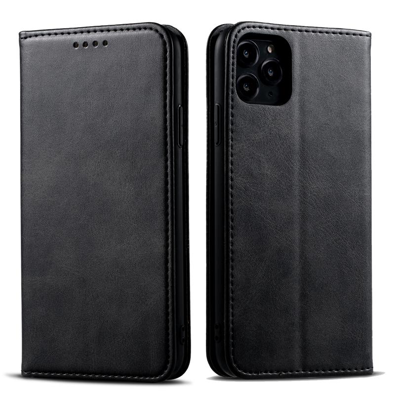 Leather Mobile Phone Cases With Cards Slots Magnetic Flip Cowhide Folio Leather Compartment Wallet Case