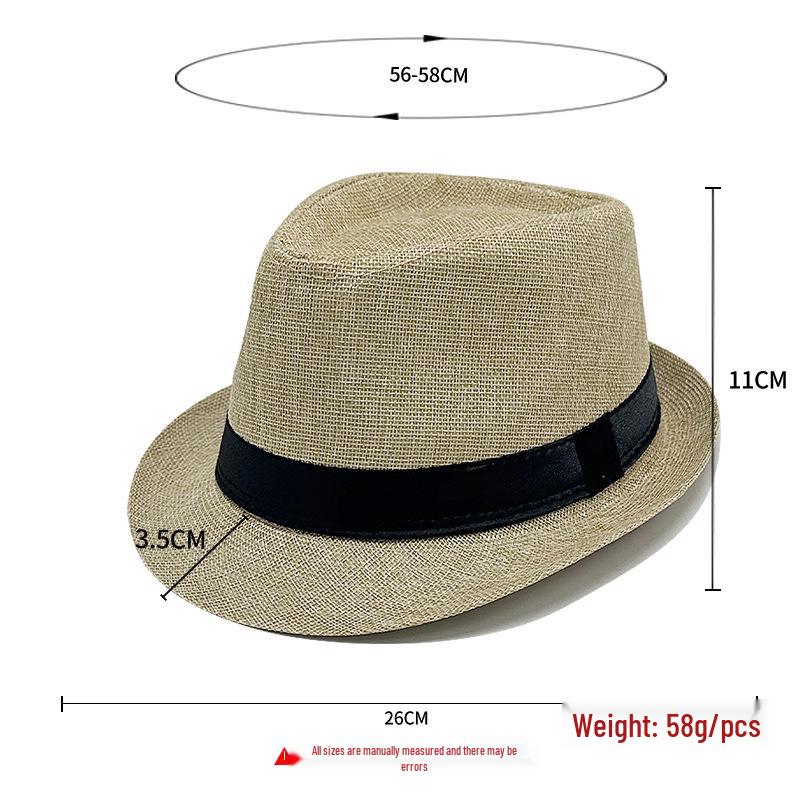 British Jazz Fedora: Solid Color Ribbon, Roll Brim, Unisex Sun Straw Hat
