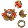 Rustic Fall Candle Ring Wreath Maple Leaves Berries Pine Cone Candle Ring  Festival