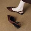 Fashion New Women's Sexy Pointed Toe Mid Heels Sandals Women Shoes Slingback Summer Trend Dress Leather Pumps Elegant Party Sandalias