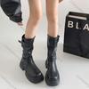 Празднуйте Винтажные Ботинки до середины икры на толстой подошве Женские Осенние из мягкой кожи в западном стиле Короткие ботильоны Женские ботинки на массивном каблуке