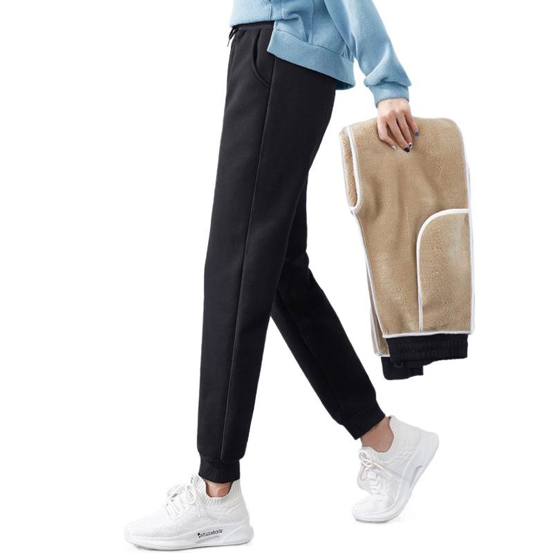 Extra Long Plus Velvet Thick Sports Pants for Tall Women - Lamb Wool Cotton, Perfect for Autumn and Winter
