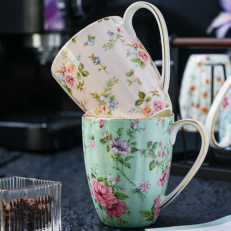 Vintage Floral Bone China Coffee Mug European Retro Rustic Tea Cup European English Afternoon Tea Mugs