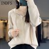 INDFS Женская мода повседневная осень-зима однотонный принт длинный рукав с капюшоном свитера