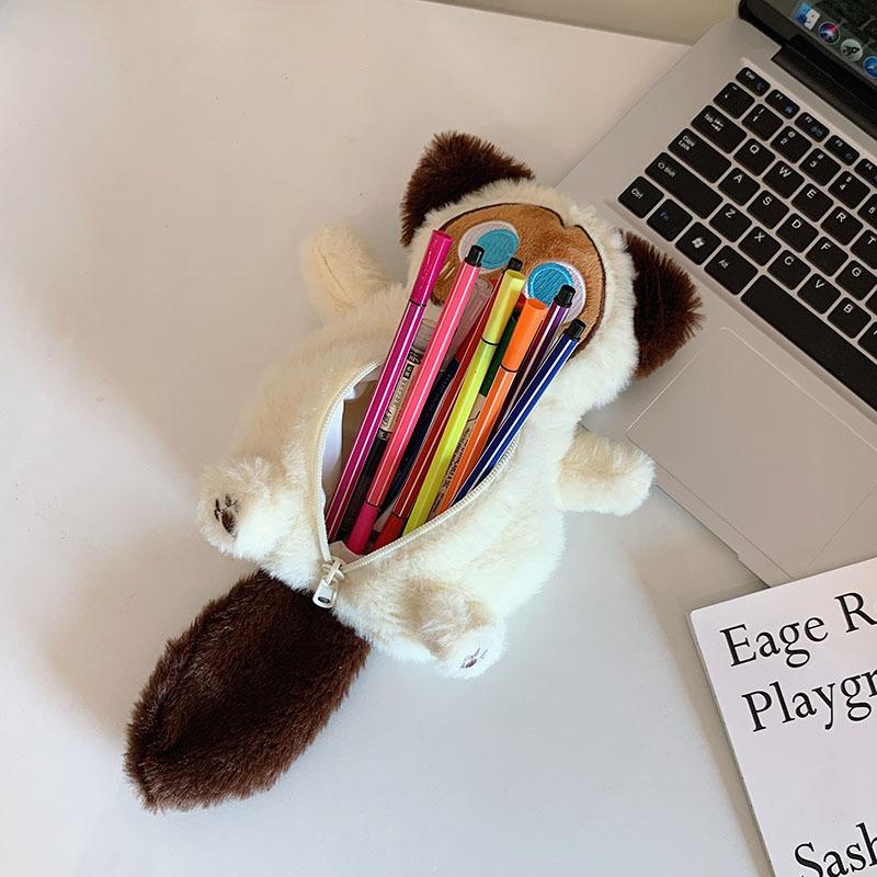 Мультяшный плюшевый пенал с изображением кота, большая вместительная сумка для хранения канцелярских принадлежностей, модная сумка для ручек, милая мягкая игрушка в виде кота, сумка для карандашей, подарки