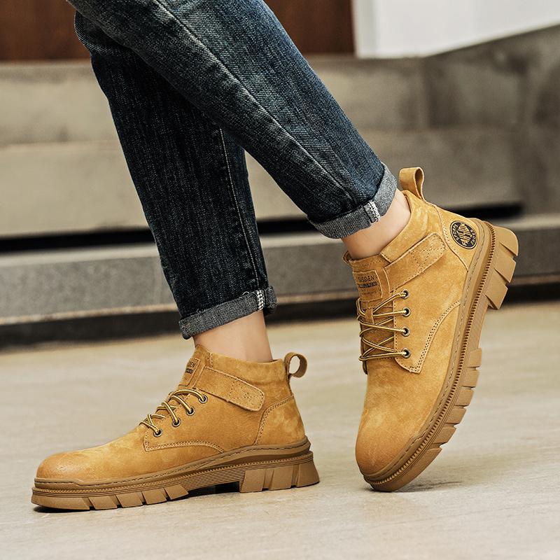 Fashion Men's Autumn Winter Walking Boots British Style Ankle Boots Outdoor Motorcycle Men's High-top Fashion Casual Shoes Mens Sneakers