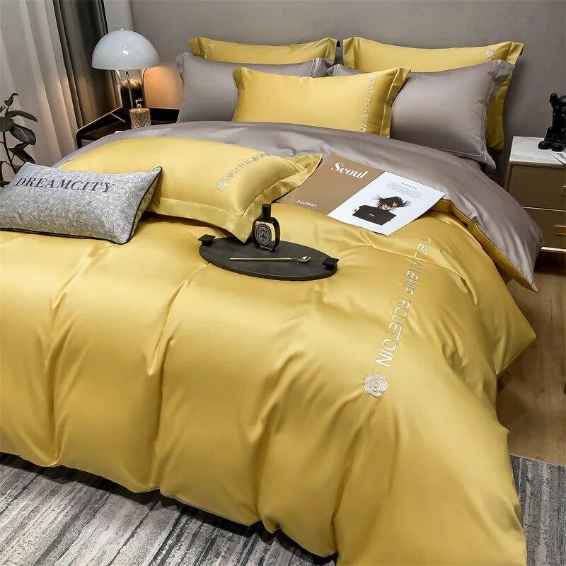 3/4 Pcs Comforter Bedding Sets Summer Luxury Machine Washable Quilt Cover Embroidered Smooth Sleeping Queen King Sheets Bed