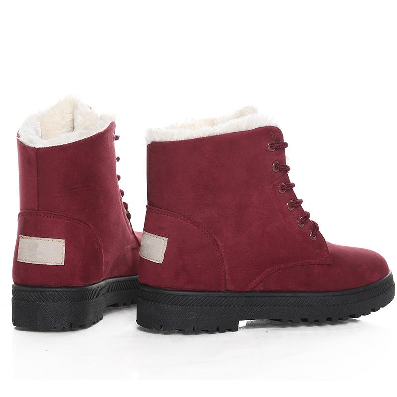 Женские ботинки на шнуровке, женские ботильоны на низком каблуке, зимние ботинки, резиновые, для снега, 2024, теплые, с мехом, зимняя обувь для женщин