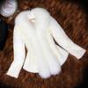 Imitation Mink Coat Fur Coat Women's Medium and Long Imitation Fox Fur Collar Slim-fitting Cotton Top Cotton Coat