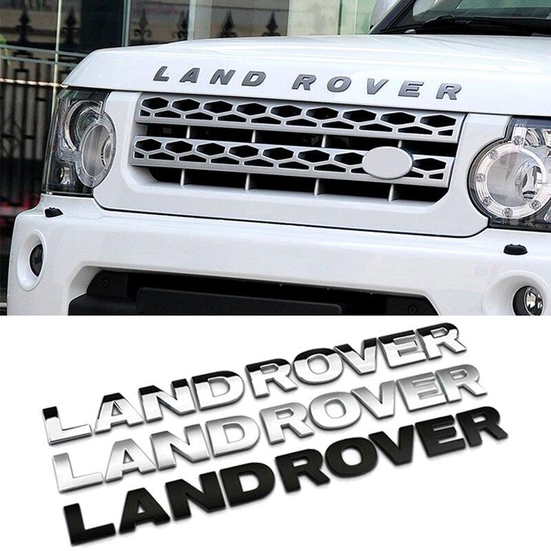 3D Letter Car Hood Bonnet Cover Emblem For Land Rover Range Rover Velar Sport Discovery 2 3 4 Defender Chrome Front Head Sticker FG4