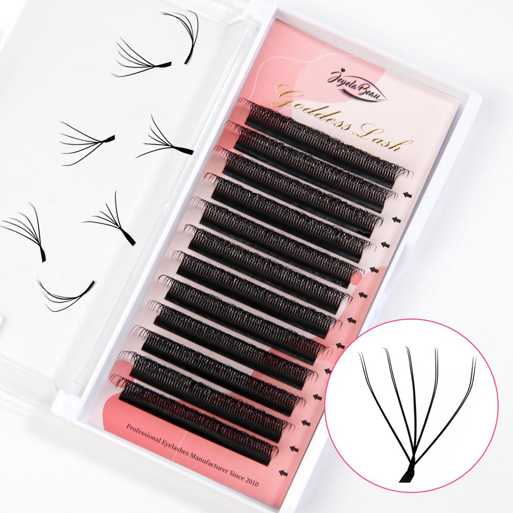 Ресницы Goddess 10DW Форма Lashes 0,05 мм Двойные 5DW Наращивание ресниц 5D Готовые веера для объема Натуральные Мягкие Накладные ресницы для макияжа