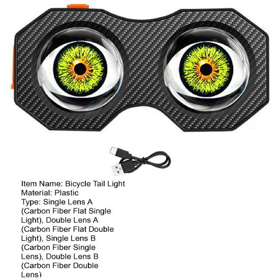 Задний фонарь для велосипеда Demon Eyes с управлением через приложение, водонепроницаемый IP64, перезаряжаемый через USB, предупреждающая задняя лампа для ночной езды на горном велосипеде, шоссейном велосипеде, МТБ