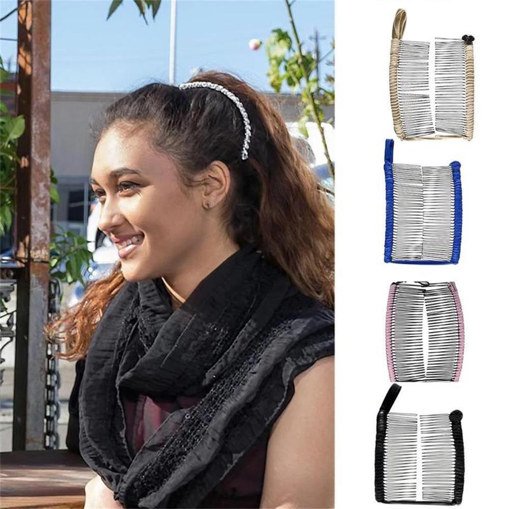 Женская Девочки Металлическая Шпилька Большой Размер Банан Заколка Для Волос Растягивающаяся Ленивая Расческа Для Волос Винтаж