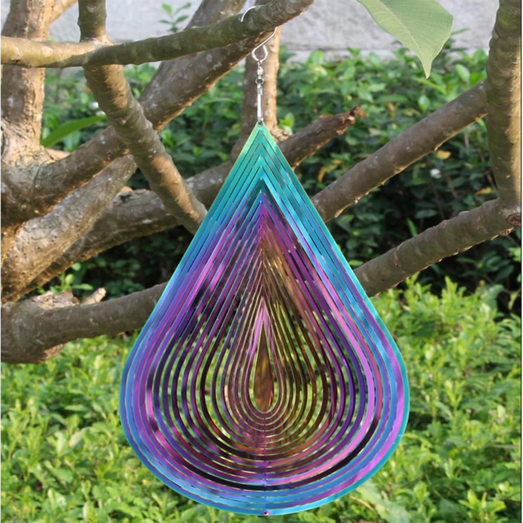 Metal 3D Three Dimensional Wind Chime Wind Rotating Water Drop Decorative Wind Chime Pendant
