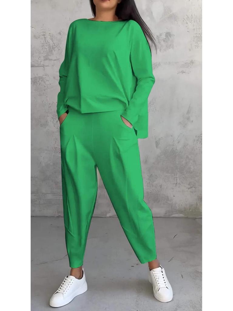 Фирменный повседневный женский комплект из полиэстера с длинными рукавами, летний 2024 год.