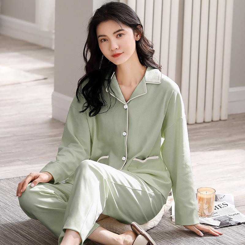 Women's Cotton Pajamas: Loose Fit Long Sleeve, Spring/Autumn Thin Style, Wear Indoors or Out