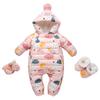 Reegoo Peter Детский ромпер с рукавами, зимний, с пухом, для мальчиков, размер по месяцам, комбинезон/слип/длинный капюшон, пальто, тепло, для девочек, розовый, 73, 6-9